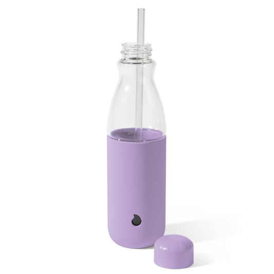 glass-original-bottle-18oz-o3 18oz_Lilac_Purple_Glass_Original_Bottle_Front_Cap_Off_Straw_In_Front_Cap_On_Straw_In.jpg